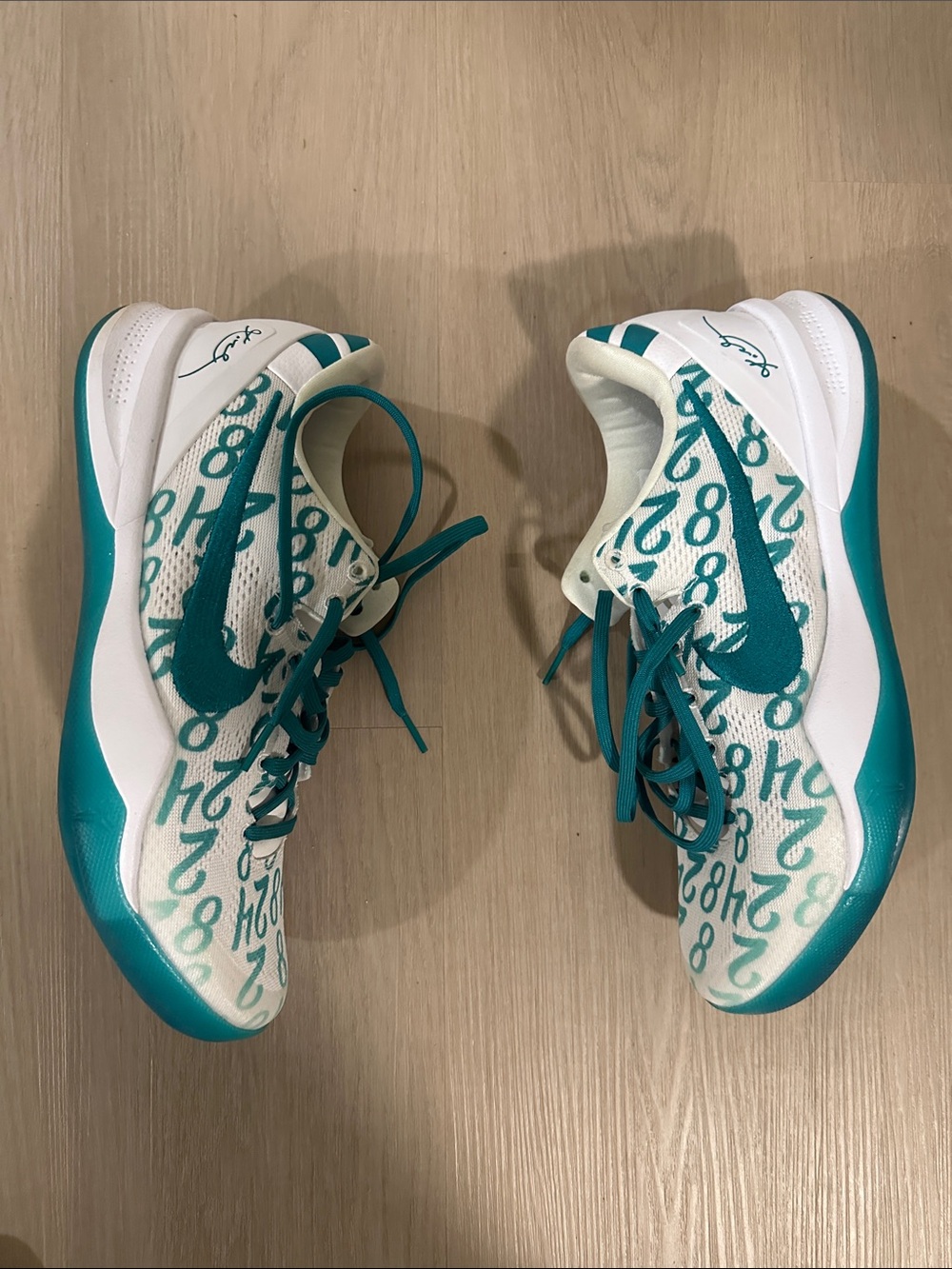 Nike Kobe with White & Teal Number-Print Sneakers